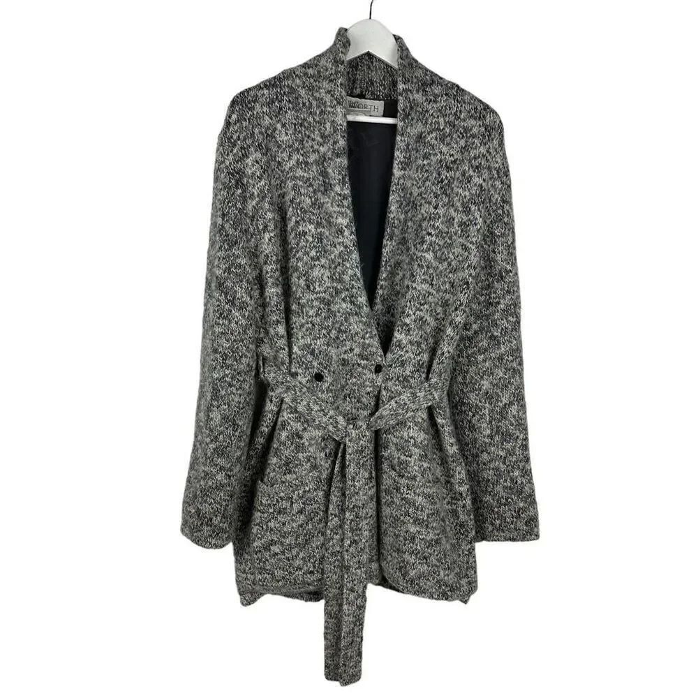 Worth Lined Sweater Jacket size Medium Wool Blend Gray